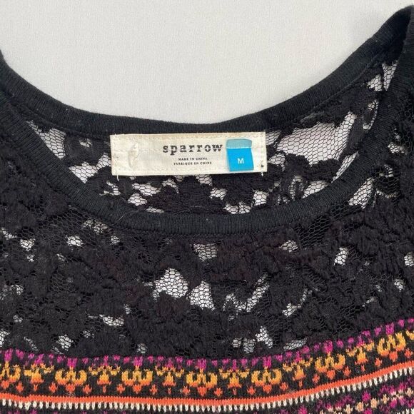 Anthropologie Fair Isle Red Sweater Dress Womens M SPARROW Cashmere Short Sleeve - Picture 4 of 9